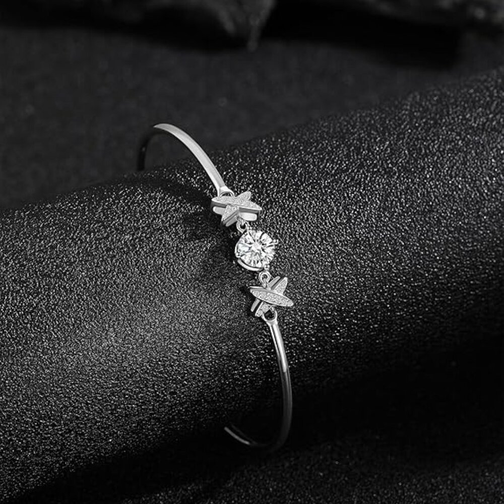 Moissanite Charm Bracelet Sterling Silver Gift Set NWT